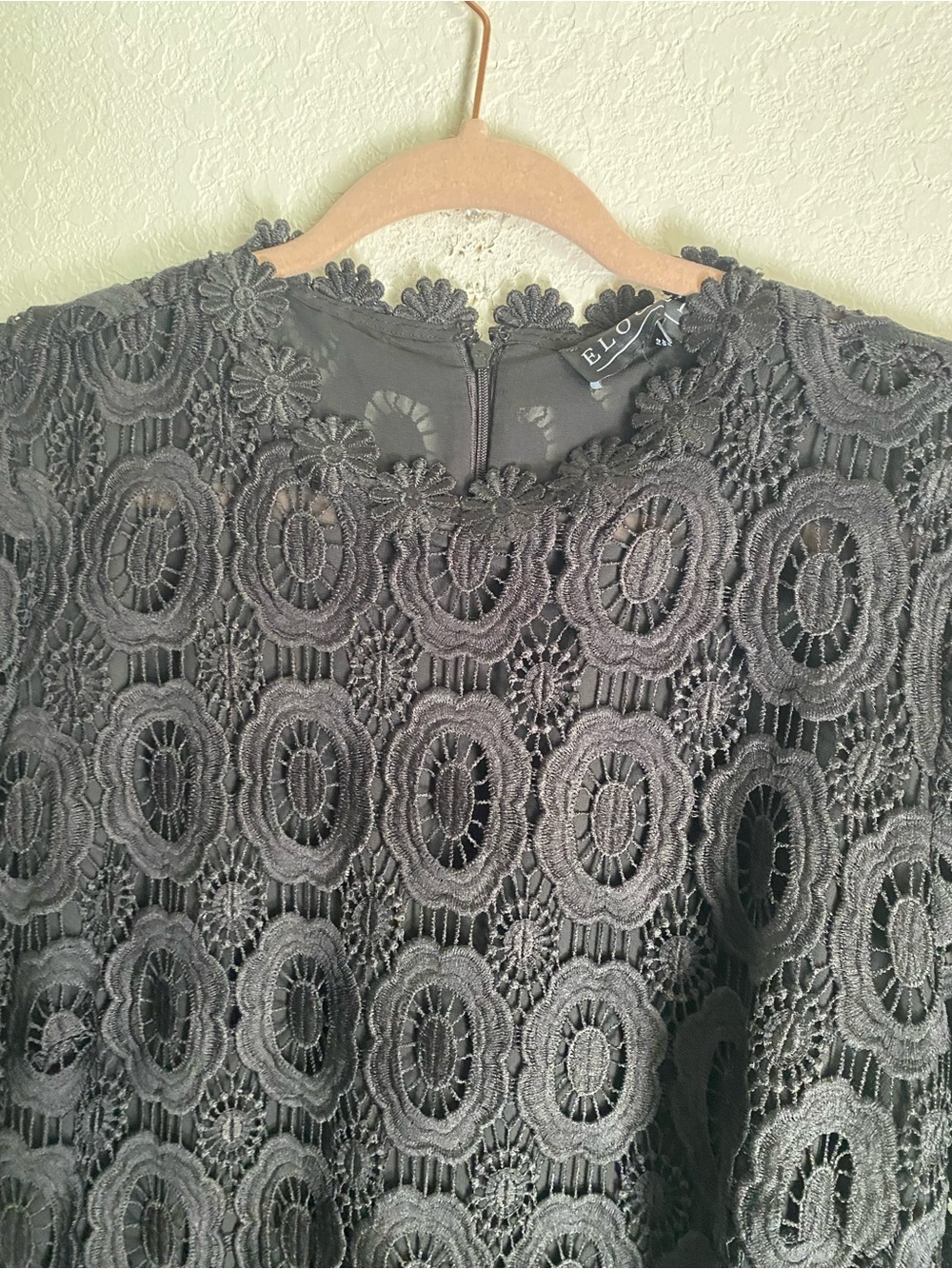 ELOQUII Black Lace Long Sleeves Maxi Pleated Chiffon Skirt Formal Dress 14 New - Picture 8 of 14